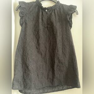 Loft Black eyelet lace blouse Small
